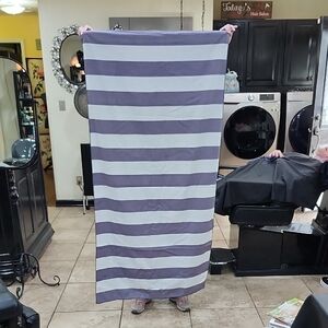 YOUR CHOICE STRIPED GRAY and WHITE BEACH TOWEL
